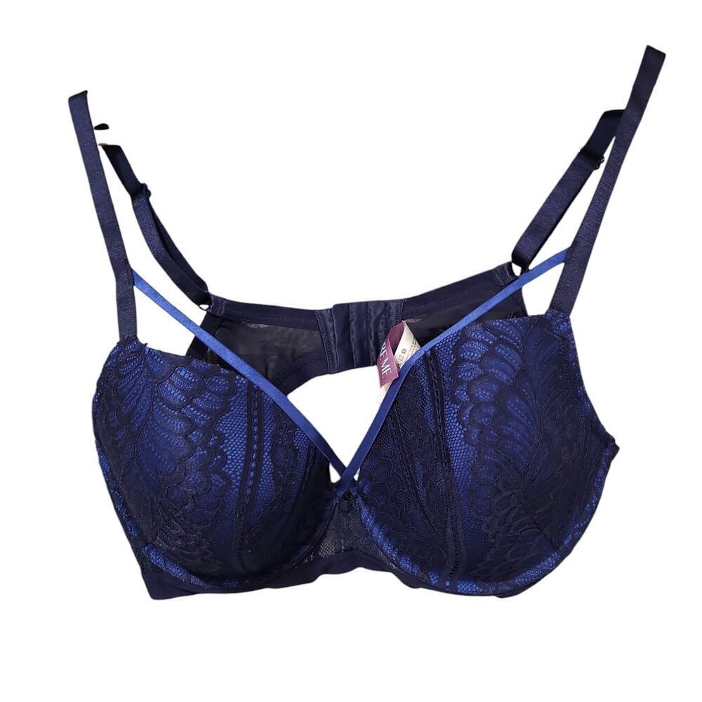 Adore Me Caged Lightly Lined Underwire Bra Blue Size 38DDD